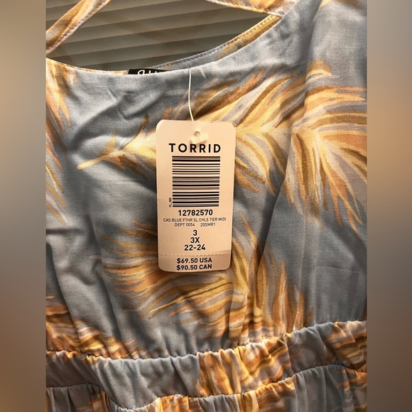 25% off listed price.Plus size summer dress. Pretty light blue w/feather design. - Picture 2 of 4